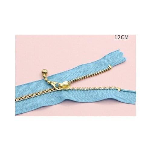 Free shipping 10pcs/lot Blue 12cm gold teeth zipper metal zipper water head diy craft bag zipper closed end zipper