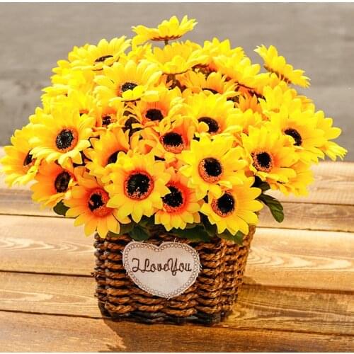 1 Bouquet Artificial Silk Flower Sunflower Daisy Home Garden Wedding Table DIY Simulation Decorative Flowers Party Decoration