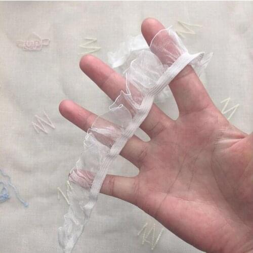 6 Meters Ivory Elastic Lace trim Colored Stretchy Ruffle Lace Fabric Ribbon DIY Handmade Patchwork Accessories