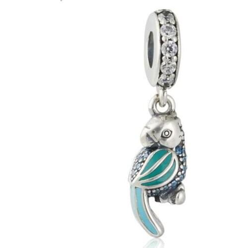 Enamel Tropical Parrot Dangle Charm Beads Fit Brand Bracelet DIY 2019 Summer New 925-sterling-silver Animal Pendant Charm