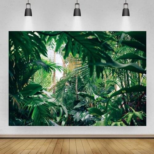 Green Banana Leaf Forest Spring Photography Background Bamboo Newborn Baby Wild One Portrait Scenic Photo Background Table Decor
