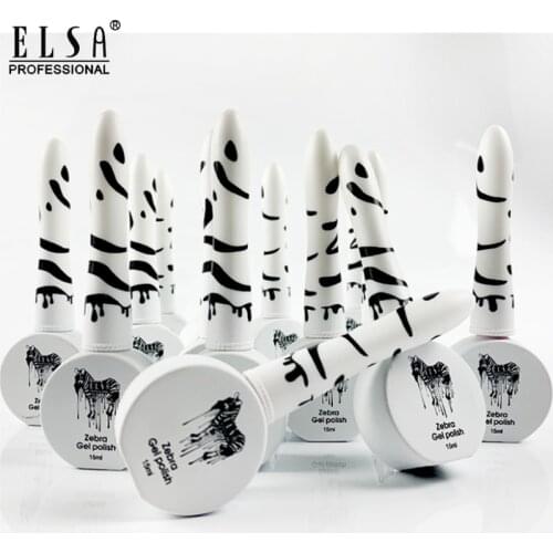 ELSA Zebra Gel Polish Set UV Vernis Semi Permanent Primer Top Coat 15ML Gel Varnish Nail Art Manicure Gel Polishes Nails