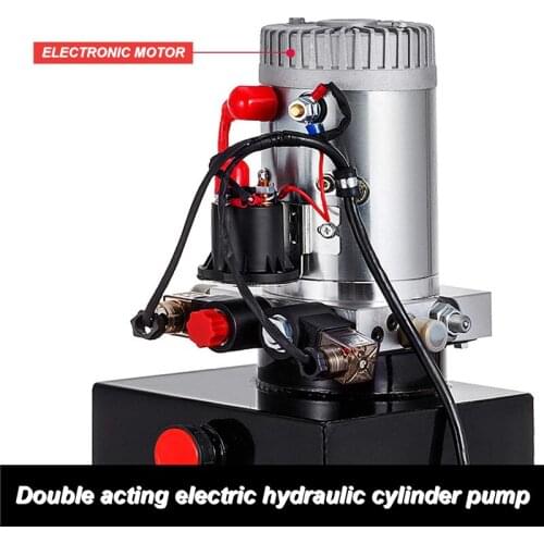 12 L Hydraulic Pump Double Acting Metal Tank 12V Pack Power Unit Reservoir