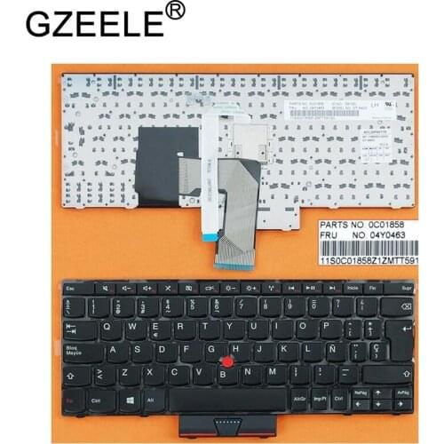 GZEELE NEW FOR Lenovo for Thinkpad E220 E220s S220 SP Keyboard Red Printing Black Frame Point stick Spanish language QWERTY