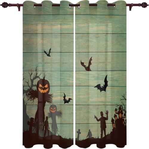 Halloween Scarecrow Crow Retro Window Curtains Kitchen Bedroom Drapes Home Decor Luxury Curtains for Living Room