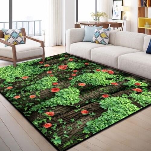 Green 3D Printing Garden Flower Hallway Carpets For Living Room Bedroom Decor Carpet Kids Rug Floor Crawl Play Mat Children Area