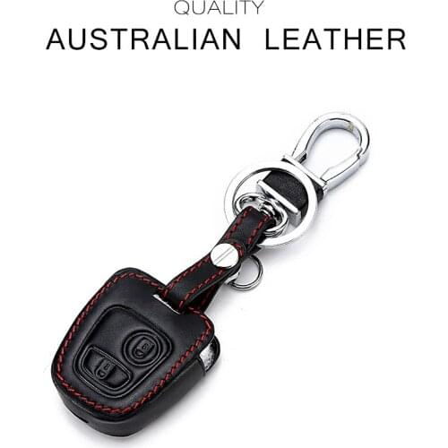 Leather Key Case For Car 2 Buttons Key Cover For Peugeot 107 207 307 407 106 206 306 406 2017 Xr657 Car Key Cover