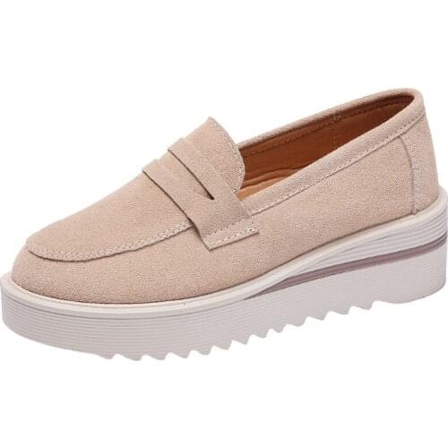 2021Spring Autumn Women Flats Platform Loafers Ladies Work Genuine Leather Comfort Soft Moccasins Nursing Slip Casual Shoes