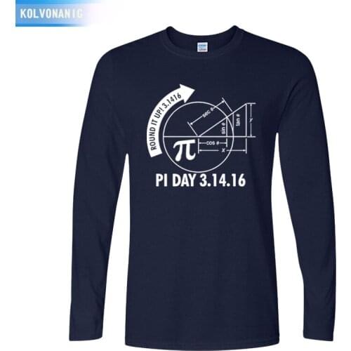 KOLVONANIG 2018 New Funny Mens T-Shirt Mathematics Symbol Circumference Printed T Shirt Cotton Long Sleeve Tshirts Tee Tops