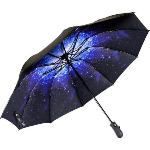 Ombrello Compatta Dentro e Fuori Reverse Ombrello Automatico di Apertura e Chiusura Ombrello Pioggia per la Donna & Uomo