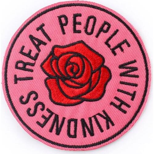 Punk Flower Patch Hippie Letter Embroidered Patches For Clothing Round Letter Stickers DIY Patches On Clothes Applique Patch