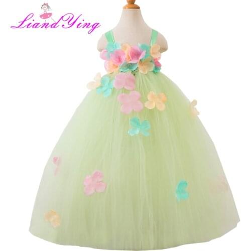 Girls Handmade Tutu Dress Apple Green Girls Easter Pastel Dress Elegant Flower Girl Tutu Dress Birthday Wedding Photo Prop Dress