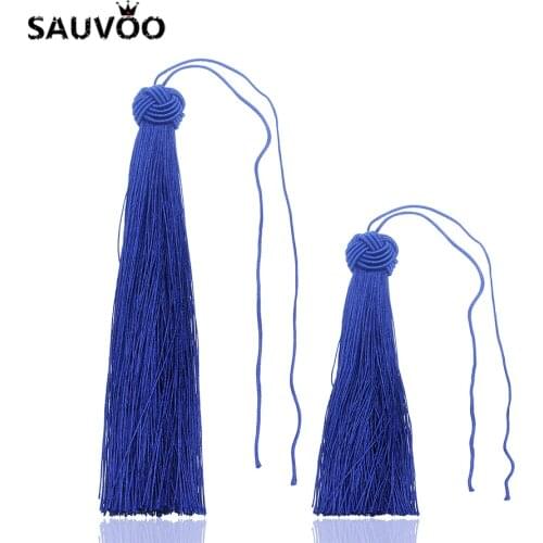 SAUVOO 4pcs Long Silk Tassels 8cm 16cm Pineapple Chinese Knot Round Ball Tassel Fringe fit DIY Earring Jewelry Making Findings