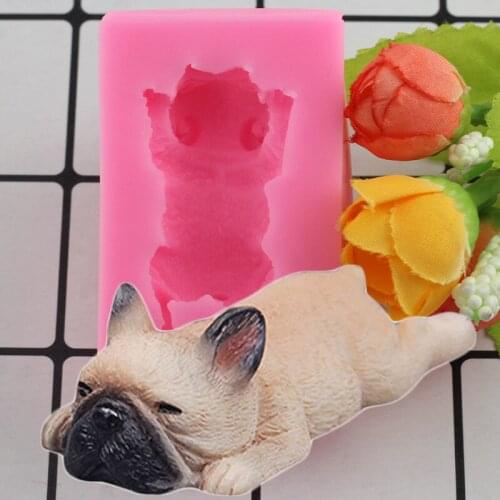 French Bulldog Silicone Mold Fondant Cupcake Topper Chocolate Gumpaste Mould Soap Resin Clay Moulds Jelly Candy Mould