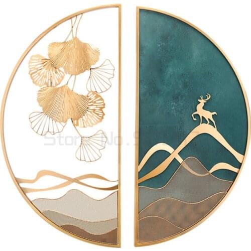 Restaurant Wall Decoration pendant ginkgo leaf deer background wall hanging light luxury wind porch wall hanging