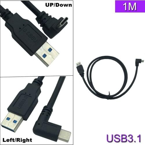USB 3.0 (Type-A) Male to USB3.1 (Type-C)90 degree Angle 1m