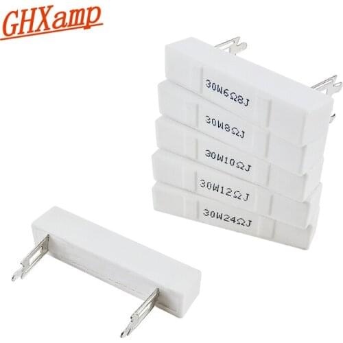 GHXAMP 30W Cement Resistance Speaker Crossover Resistor High-Frequency Ceramic Cresistor High Power For Stage Audio 1-30 OHM 1PC