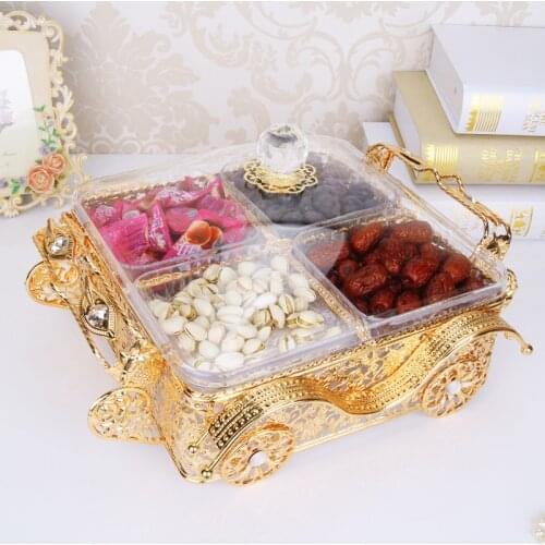 Iron art and ackle products Chinese-style split box home iron wedding candy with cover dried fruit box food storage