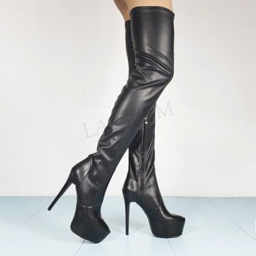BERZIMER SUPER Women Thigh High Platform Boots High Heels Over Knee Boots Zapatos Bota Mujer Shoes Woman Large Size 39 43 47 52
