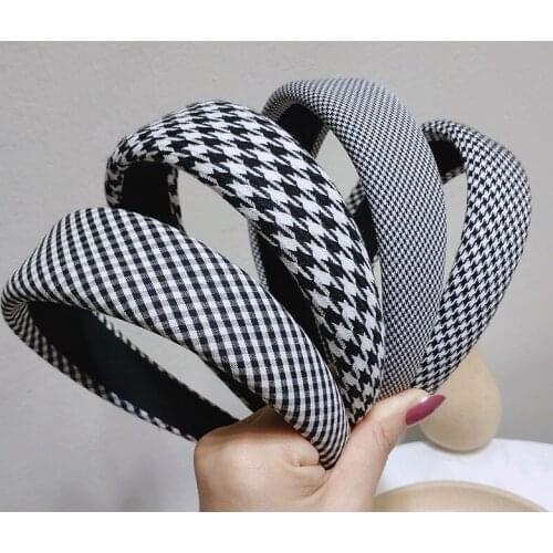 Houndstooth Pattern Lady Hairband Nice Gift Fashion Ornaments for Women Hair Hoop Cloth Wide-brimmed Hair Accessories
