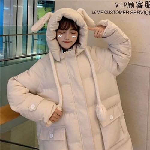 Winter High Quality Small Fresh Design Sense Cute Girl Cotton Coat Thick Loose Long-sleeved Cotton Coat Winter Jacket