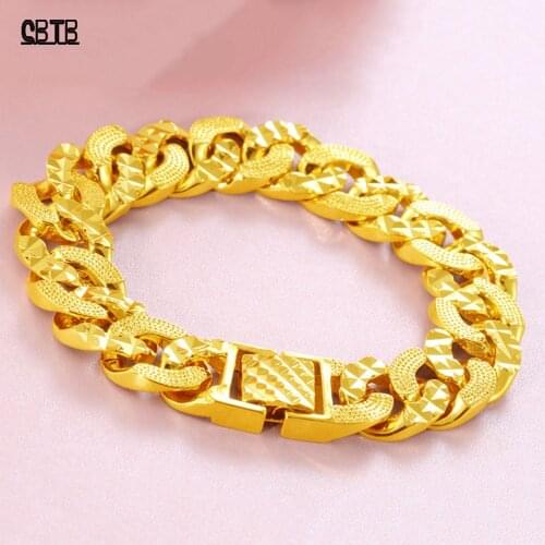 Gold Creative Fashion Jewelry Atmospheric Personality Mens Bracelet Wide Version Twist-shaped Bracelet Accessories