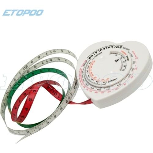 0-1500mm Heart Shape BMI Measure Tape Calculator Body Tape Measure 100pcs/lot