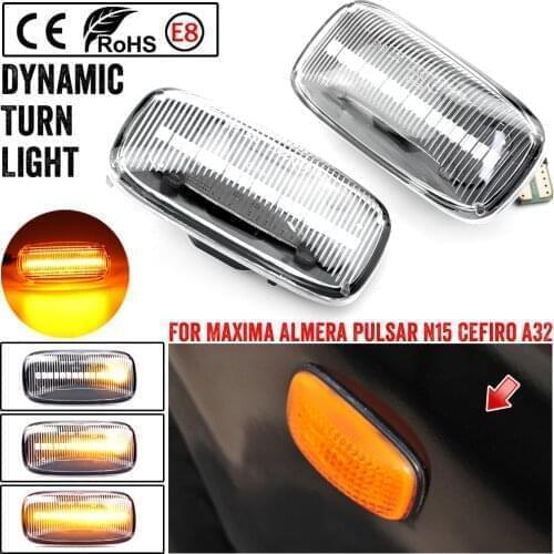 2pcs For Nissan Maxima Almera for Pulsar N15 Cefiro A32 1995-2000 Dynamic Side Marker Repeater Light Turn Signal Lights Lamp