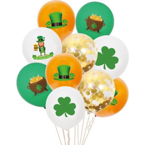 26Pcs 1 Set St. PatrickS Day Decorative Balloons Clover Balloons Party Decor Supplies Four-Leaf Clover Sequin Latex Balloon Set