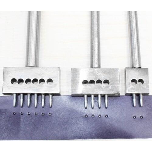 4mm Leather Spacing Holes Tool Leather Craft 1mm Diameter Punching Round Row Cutter Drilling Set 2/4/6 Prong Hole