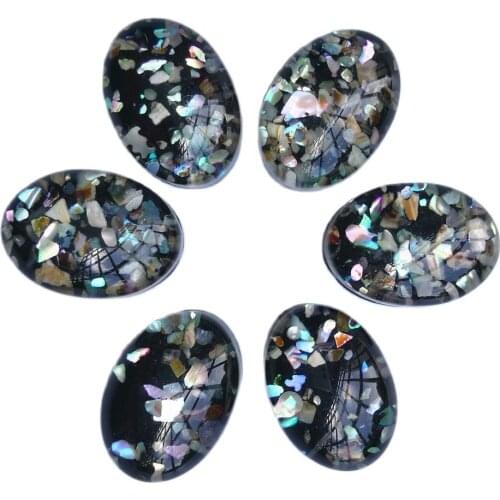 50 pieces/lot High Quality 13x18mm Black Color Oval Shells Resin Flat back Beads Jewelry Finding Resin Stone Beads