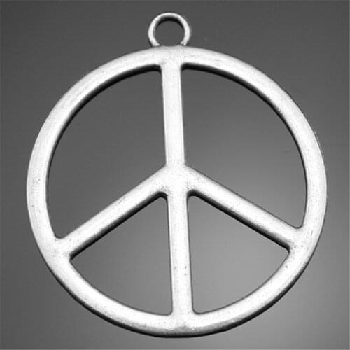 6pcs Simple Peace Pendant Charms For Jewelry Making 2 Colors Antique Bronze Antique Peace Sign Charms Charm Peace 42mm