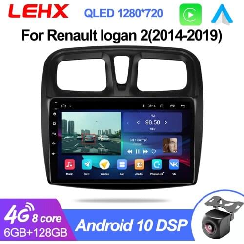 LEHX Car Radio Multimedia Video Player Android 9.0 2Din audio 2GB Ram For Renault Logan 2 Sandero 2 2014 -2019 Symbol 2din dvd