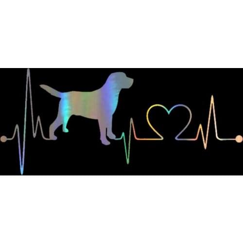 Car Sticker 3D 17.8*7.8cm Labrador Retriever Heartbeat Love Sticker On Car Funny Stickers and Decals Vinyl Car Styling
