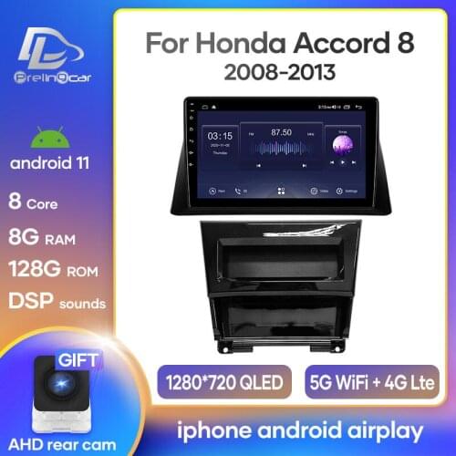 Prelingcar Android 10.0 NO DVD 2 Din Car Radio Multimedia Video Player Navigation GPS For Honda accord 8 2008 2009 2010-2013