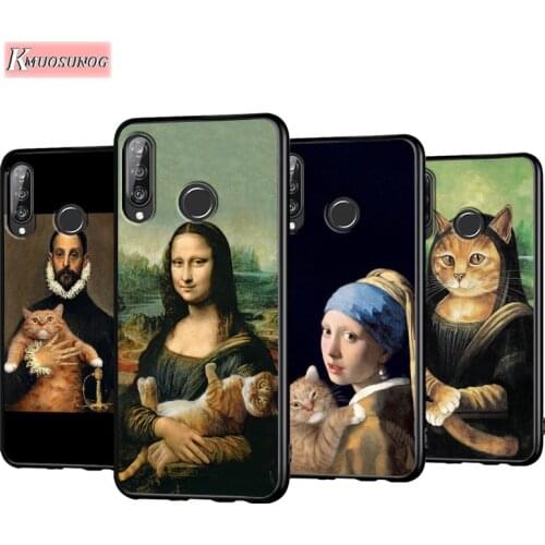 Funny Cat Art Aesthetics Anti-Fall Phone Case for Huawei P30 P20 P40 Lite E Pro P Smart Z Plus 2019 P10 P9 Lite Back Cover