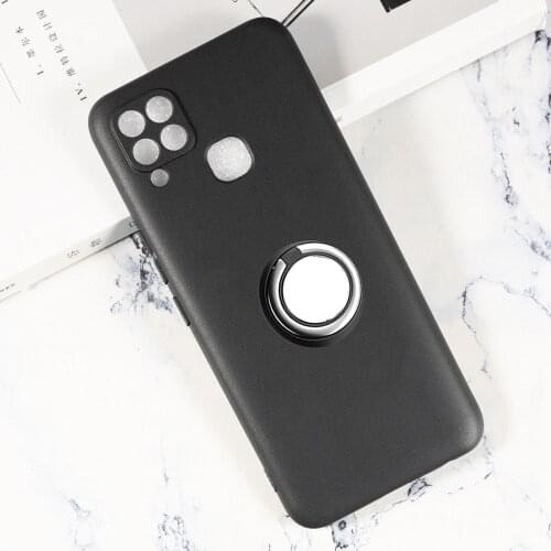 Case For Infinix Hot 10S X689 Metal Ring Holder Bracket Soft TPU Shockproof Cover For Infinix Hot 10s Nfc X689D Hot10T X698C