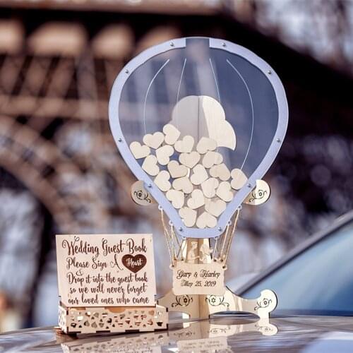 Rustic Wooden Wedding hot air balloon Guest Book, Drop Box, Transparent Balloon Guest Book Alternative, Air Balloon Guest Book