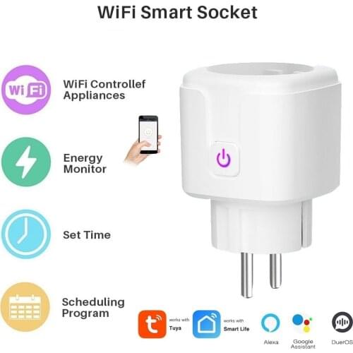 EU Wifi Smart Energy Power Plug Meter with Power Monitor Smart Home Wifi Wireless Socket Outlet Works with Alexa Google Home