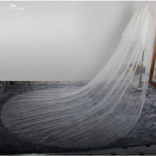 LZP411 Real Picture Bridal Accessories 3 Meter Ivory Wedding Veil Beaded Bridal Veil Two Layer Cathedral Wedding Veil