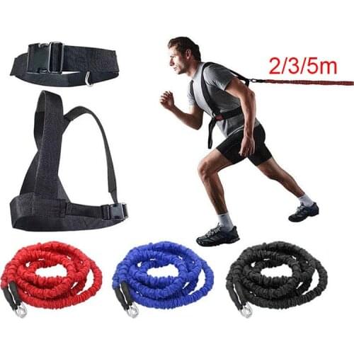 1set 2/3/5m Fitness Equipment Double Resistance Band Training Pull Rope Stretch Rope Track Field Running Explosive Force Jumping