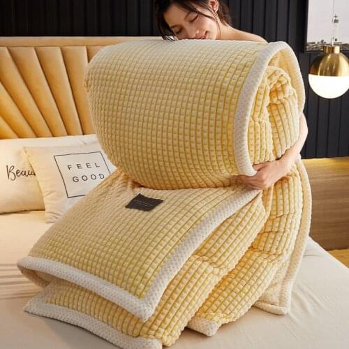 Flannel Plaid Thicken Blanket Soft Warm Bed Quilt Sofa Bedding Office Car Nap Blankets Air Condition Throw Blanket Home Textile