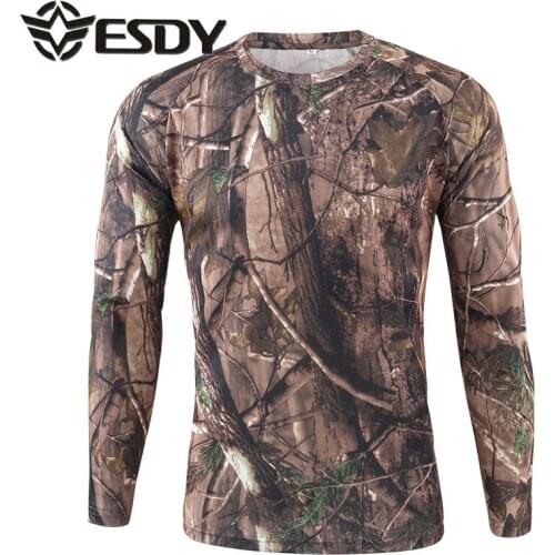 ESDY 2019 mens hiking t-shirt full autumn Mountaineering quick-drying coat polyester camping tactical solid t-shirt