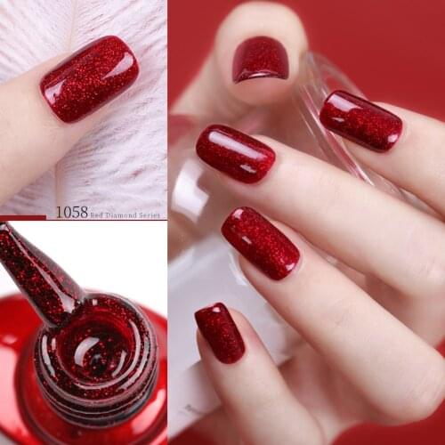 7ml UV Gel nail polish Red glitter glitter soak UV Gel color varnish nail polish DIY varnish Nail art Gel lacquer