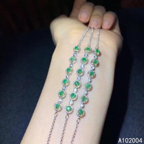 KJJEAXCMY Fine Jewelry 925 Sterling Silver inlaid gemstone Emerald women hand bracelet popular support test hot selling