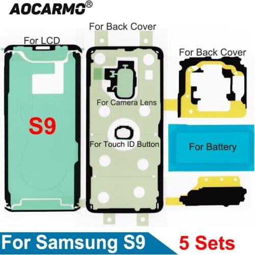 5Sets/Lot For Samsung Galaxy S9 SM-G9600 LCD Display Screen Back Battery Cover Camera Lens Waterproof Adhesive Sticker Glue