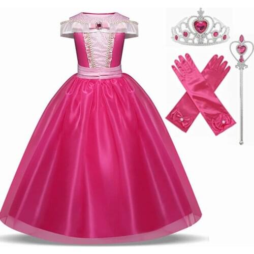 Sleeping Beauty Cosplay Costumes Princess Halloween Girls Kids Summer Dresses for Children Party Vestidos Ball Gown