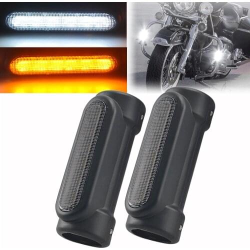 Matt Black Smoke Lens Motorcycle Metal Highway Crash Bar LED Switchback Daytime Running Turn Signal Light For Harley Victory