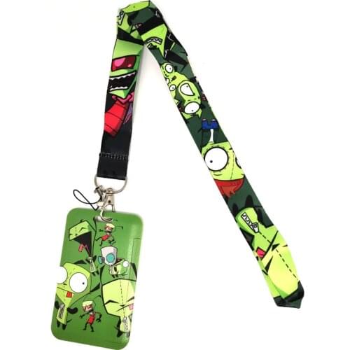 Robot Cute Alien Invader Zim Neck Strap Keychain Lanyard For Keys ID Badge Holder Mobile Phone Straps Hang Rope Keycord Necklace