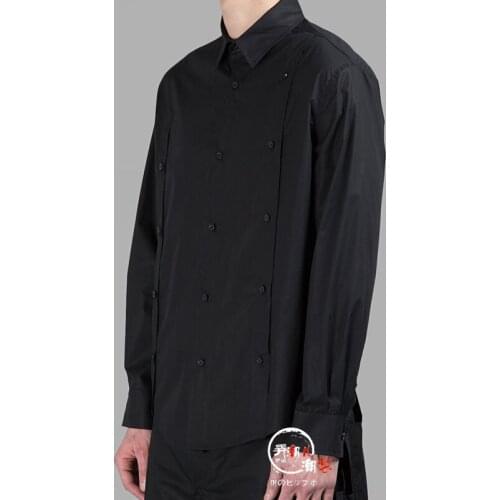 Original fashionable black shirt with multi-button button deconstruct creative long-sleeve shirt S-6XL! Large mens shirts